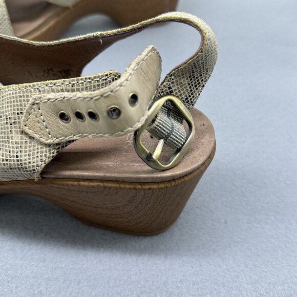 Womens Dansko Sandals Jacinda Taupe Snake Print Platform Wedge Sz US 9 EUR 39 - Picture 7 of 12